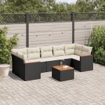 Set mobilier de grădină cu perne, 8 piese, negru, poliratan GartenMobel Dekor