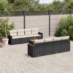 Set mobilier de grădină cu perne, 9 piese, negru, poliratan GartenMobel Dekor