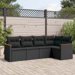 Set mobilier de grădină cu perne, 5 piese, negru, poliratan GartenMobel Dekor