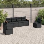 Set mobilier de grădină cu perne, 6 piese, negru, poliratan GartenMobel Dekor