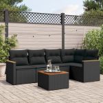 Set mobilier de grădină cu perne, 6 piese, negru, poliratan GartenMobel Dekor