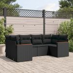 Set mobilier de grădină cu perne, 6 piese, negru, poliratan GartenMobel Dekor