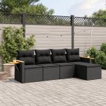 Set mobilier de grădină cu perne, 5 piese, negru, poliratan GartenMobel Dekor