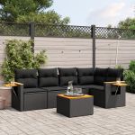 Set mobilier de grădină cu perne, 6 piese, negru, poliratan GartenMobel Dekor