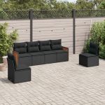 Set mobilier de grădină cu perne, 6 piese, negru, poliratan GartenMobel Dekor