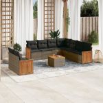Set mobilier de grădină cu perne, 10 piese, gri, poliratan GartenMobel Dekor