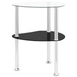Masă laterală 2 niveluri transparent/negru 38x38x50 cm sticlă GartenMobel Dekor