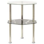Masă laterală 2 niveluri transparent/negru 38x38x50 cm sticlă GartenMobel Dekor