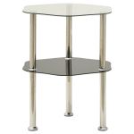Masă laterală 2 niveluri transparent/negru 38x38x50 cm sticlă GartenMobel Dekor