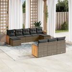 Set mobilier de grădină cu perne, 10 piese, gri, poliratan GartenMobel Dekor