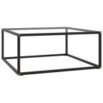 Măsuță de cafea, negru cu sticlă securizată, 80x80x35 cm GartenMobel Dekor