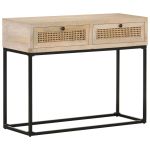 Masă consolă, 100x35x76 cm, lemn masiv mango/trestie naturală GartenMobel Dekor