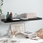 Raft perete suspendat, negru extralucios, 90x23,5x3,8 cm, MDF GartenMobel Dekor
