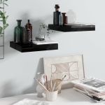 Rafturi de perete 2 buc. negru extralucios 23x23,5x3,8 cm, MDF GartenMobel Dekor