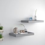 Rafturi de perete suspendate, 2 buc., gri, 40x23x3,8 cm, MDF GartenMobel Dekor