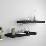 Rafturi de perete suspendate, 2 buc., negru, 60x23,5x3,8 cm MDF GartenMobel Dekor