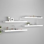 Rafturi de perete suspendate, 4 buc., alb, 90x23,5x3,8 cm, MDF GartenMobel Dekor