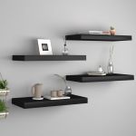Rafturi de perete suspendate, 4 buc., negru, 50x23x3,8 cm, MDF GartenMobel Dekor