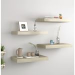 Rafturi de perete suspendate, 4 buc., stejar, 40x23x3,8 cm, MDF GartenMobel Dekor