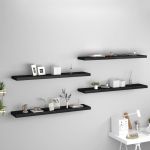 Rafturi de perete suspendate 4 buc. negru 120x23,5x3,8 cm MDF GartenMobel Dekor