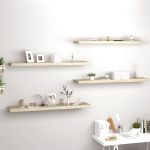 Rafturi perete suspendate, 4 buc., stejar, 120x23,5x3,8 cm, MDF GartenMobel Dekor