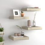 Rafturi perete suspendate, 4 buc., stejar, 23x23,5x3,8 cm, MDF GartenMobel Dekor