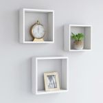 Rafturi cub de perete, 3 buc., alb, MDF GartenMobel Dekor