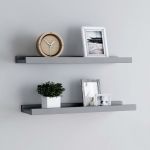 Rafturi rame foto cu bordură, 2 buc., gri, 60 x 9 x 3 cm, MDF GartenMobel Dekor