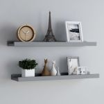 Rafturi rame foto cu bordură, 2 buc., gri, 80 x 9 x 3 cm, MDF GartenMobel Dekor
