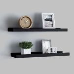 Rafturi rame foto cu bordură, 2 buc., negru, 40 x 9 x 3 cm, MDF GartenMobel Dekor