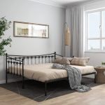 Cadru pat canapea extensibilă, negru, 90x200 cm, metal GartenMobel Dekor