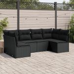 Set mobilier de grădină cu perne, 6 piese, negru, poliratan GartenMobel Dekor