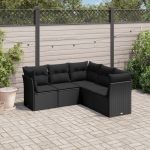 Set mobilier de grădină cu perne, 5 piese, negru, poliratan GartenMobel Dekor