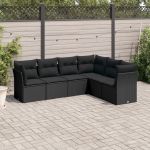 Set mobilier de grădină cu perne, 6 piese, negru, poliratan GartenMobel Dekor