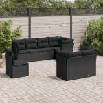 Set mobilier de grădină cu perne, 8 piese, negru, poliratan GartenMobel Dekor
