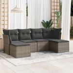 Set mobilier grădină cu perne, 6 piese, gri, poliratan GartenMobel Dekor