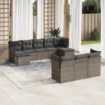 Set mobilier de grădină cu perne, 10 piese, gri, poliratan GartenMobel Dekor