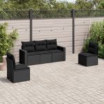 Set mobilier de grădină cu perne, 5 piese, negru, poliratan GartenMobel Dekor