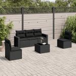 Set mobilier de grădină cu perne, 6 piese, negru, poliratan GartenMobel Dekor