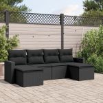 Set mobilier de grădină cu perne, 6 piese, negru, poliratan GartenMobel Dekor