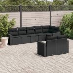 Set mobilier de grădină cu perne, 8 piese, negru, poliratan GartenMobel Dekor