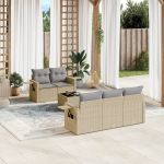Set canapele de grădină cu perne, 6 piese, bej, poliratan GartenMobel Dekor