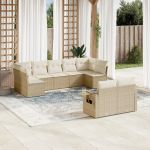 Set canapele de grădină, 9 piese, cu perne, bej, poliratan GartenMobel Dekor