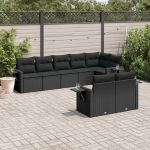 Set mobilier de grădină cu perne, 8 piese, negru, poliratan GartenMobel Dekor