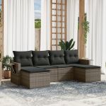 Set mobilier grădină cu perne, 6 piese, gri, poliratan GartenMobel Dekor
