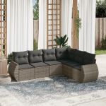 Set mobilier grădină cu perne, 6 piese, gri, poliratan GartenMobel Dekor