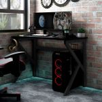 Birou de gaming cu picioare în formă de K, negru, 90x60x75 cm GartenMobel Dekor