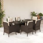 Set mobilier de grădină cu perne, 7 piese, maro, poliratan GartenMobel Dekor