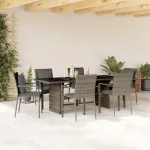Set mobilier de grădină cu perne, 7 piese, gri, poliratan GartenMobel Dekor