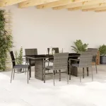 Set mobilier de grădină cu perne, 7 piese, gri, poliratan GartenMobel Dekor